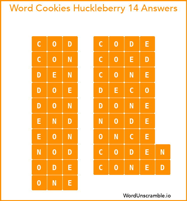 Word Cookies Huckleberry 14 Answers