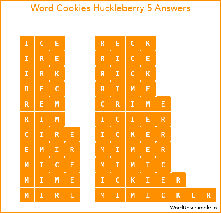 Word Cookies Huckleberry 5 Answers