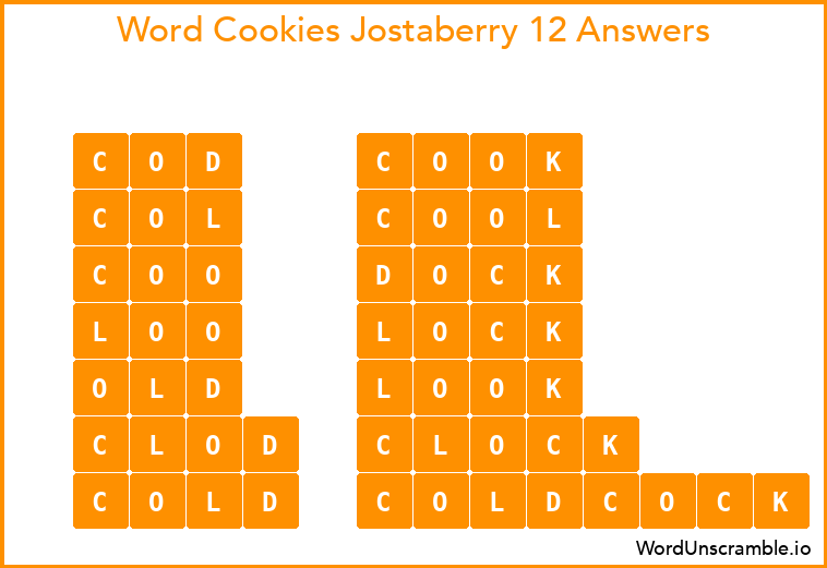 Word Cookies Jostaberry 12 Answers