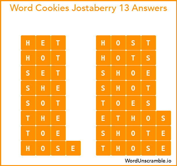 Word Cookies Jostaberry 13 Answers