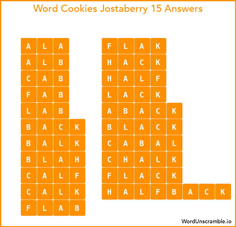 Word Cookies Jostaberry 15 Answers