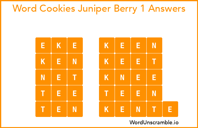 Word Cookies Juniper Berry 1 Answers