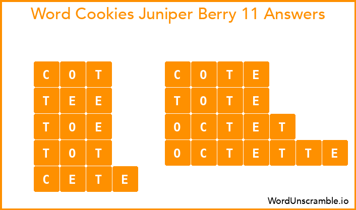 Word Cookies Juniper Berry 11 Answers