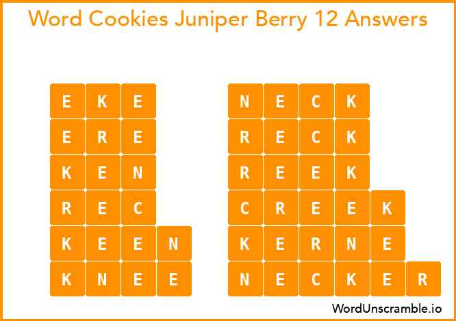 Word Cookies Juniper Berry 12 Answers