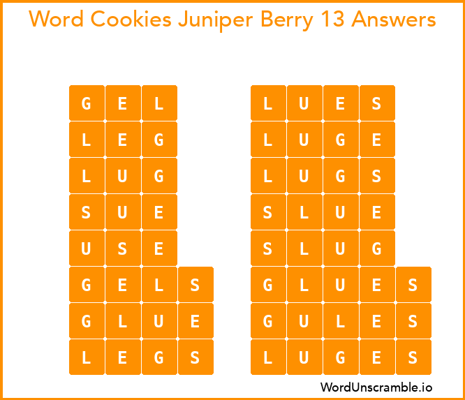 Word Cookies Juniper Berry 13 Answers