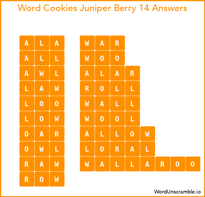 Word Cookies Juniper Berry 14 Answers