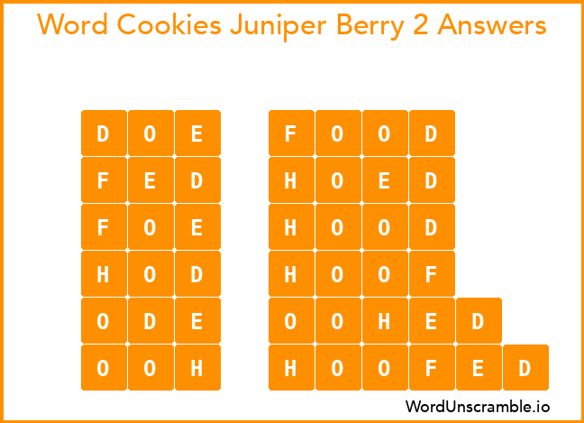 Word Cookies Juniper Berry 2 Answers
