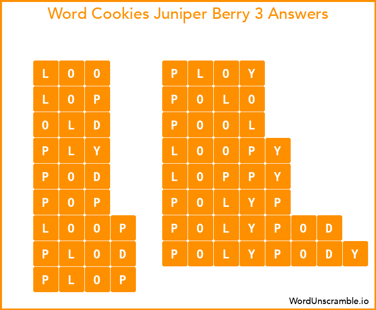 Word Cookies Juniper Berry 3 Answers
