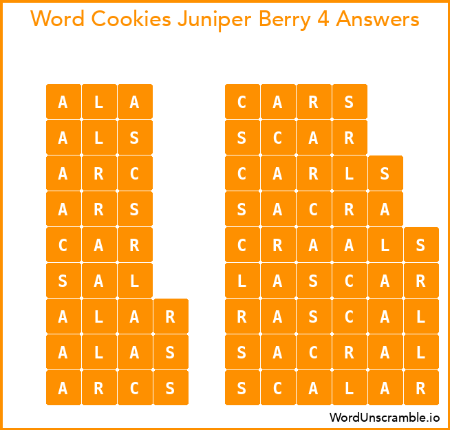 Word Cookies Juniper Berry 4 Answers
