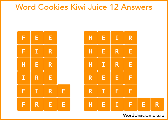 Word Cookies Kiwi Juice 12 Answers