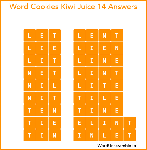 Word Cookies Kiwi Juice 14 Answers