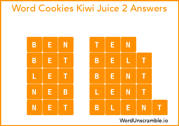 Word Cookies Kiwi Juice 2 Answers