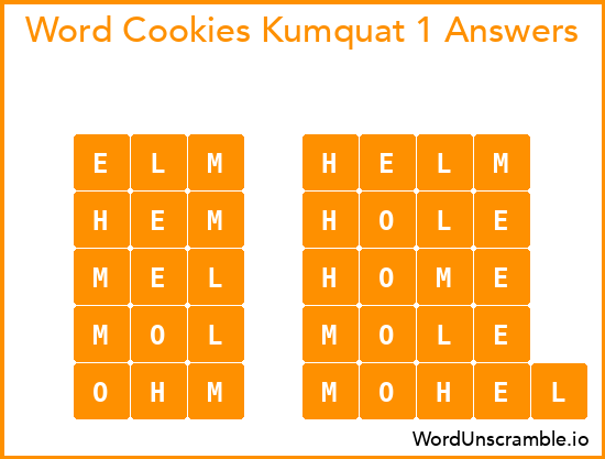 Word Cookies Kumquat 1 Answers