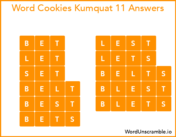 Word Cookies Kumquat 11 Answers