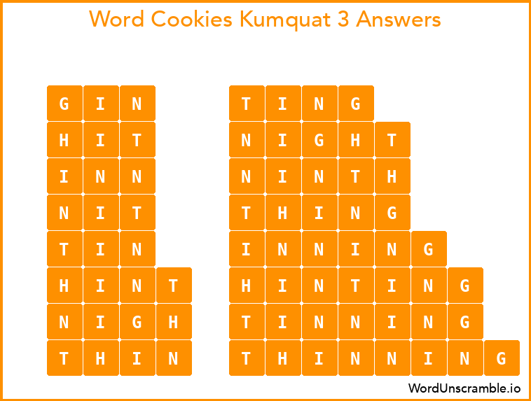 Word Cookies Kumquat 3 Answers