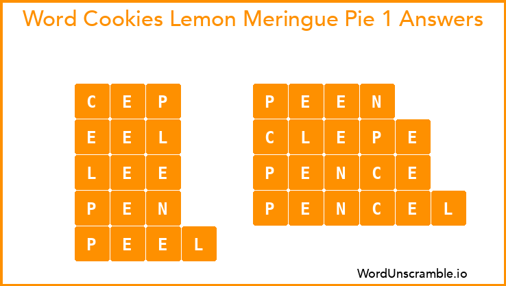 Word Cookies Lemon Meringue Pie 1 Answers