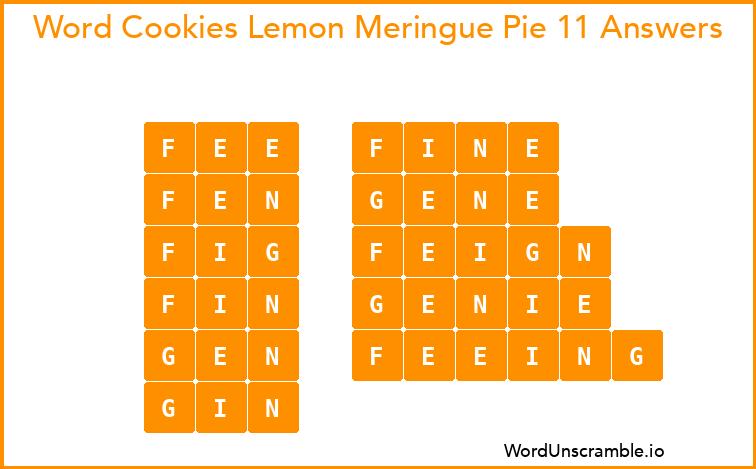 Word Cookies Lemon Meringue Pie 11 Answers
