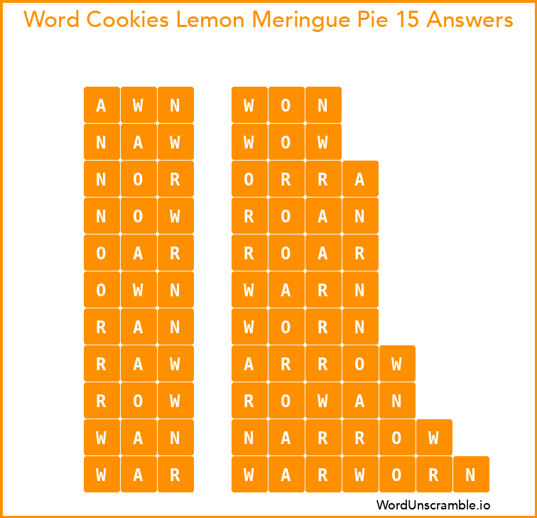 Word Cookies Lemon Meringue Pie 15 Answers