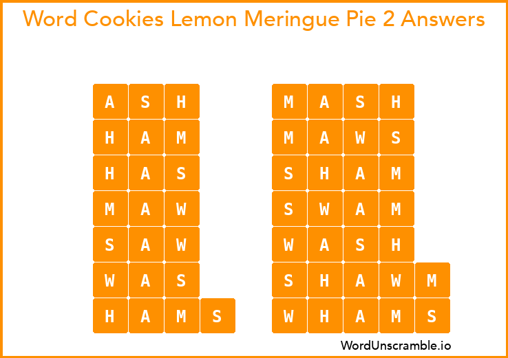 Word Cookies Lemon Meringue Pie 2 Answers