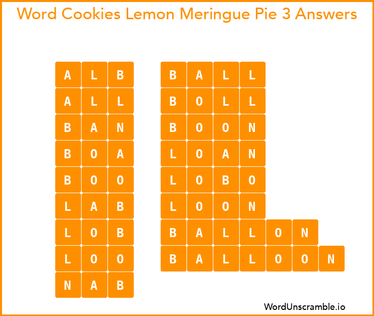 Word Cookies Lemon Meringue Pie 3 Answers