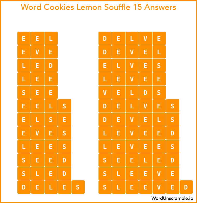 Word Cookies Lemon Souffle 15 Answers