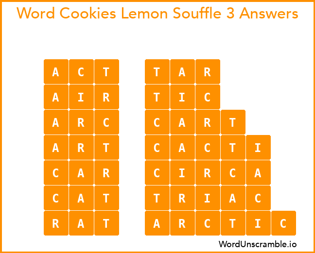 Word Cookies Lemon Souffle 3 Answers