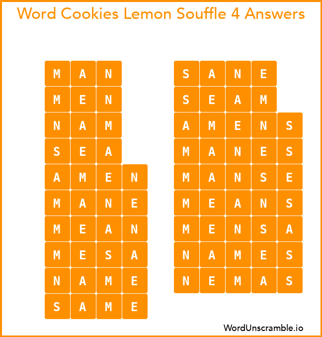 Word Cookies Lemon Souffle 4 Answers