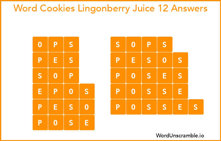 Word Cookies Lingonberry Juice 12 Answers