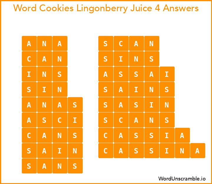 Word Cookies Lingonberry Juice 4 Answers