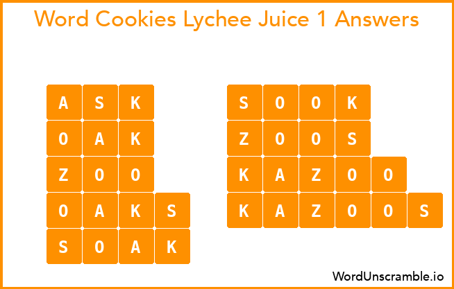 Word Cookies Lychee Juice 1 Answers