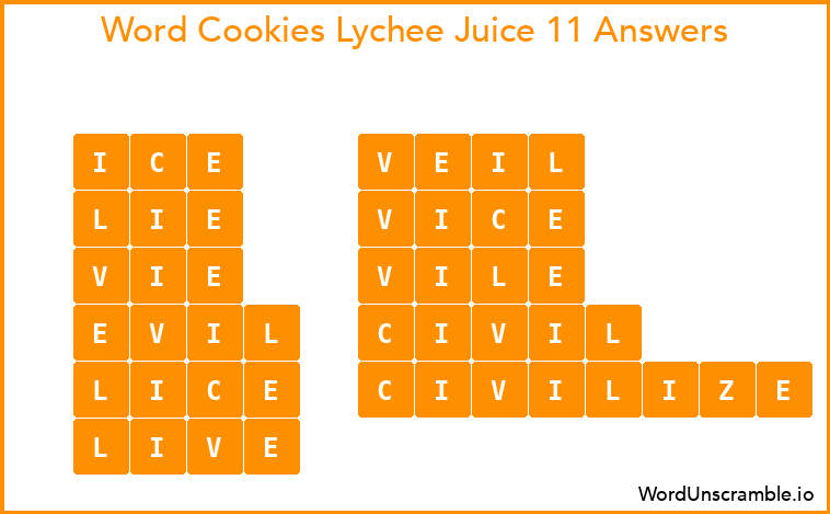 Word Cookies Lychee Juice 11 Answers