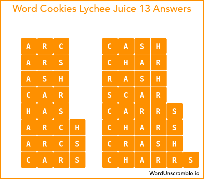 Word Cookies Lychee Juice 13 Answers