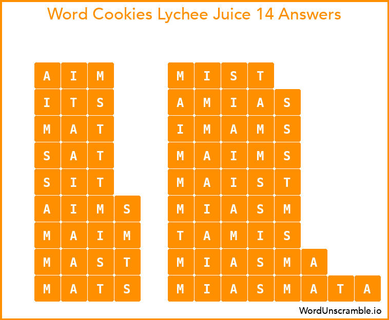 Word Cookies Lychee Juice 14 Answers