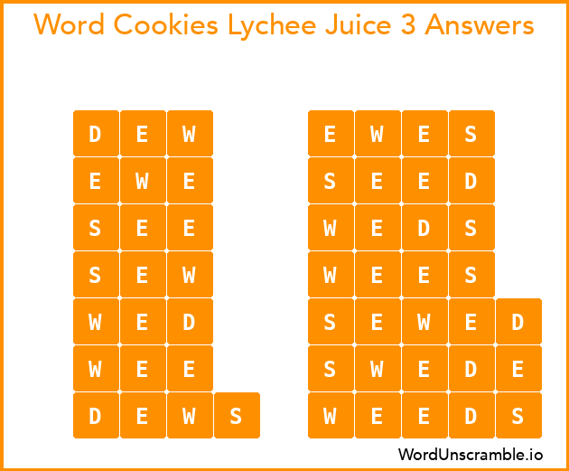 Word Cookies Lychee Juice 3 Answers