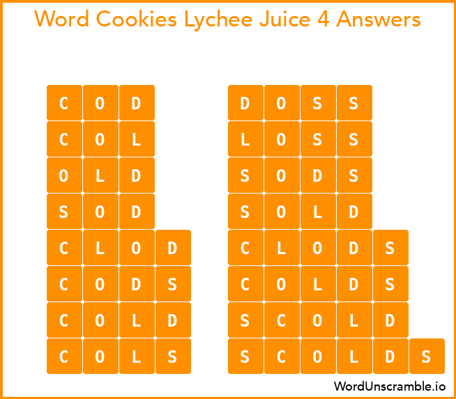 Word Cookies Lychee Juice 4 Answers