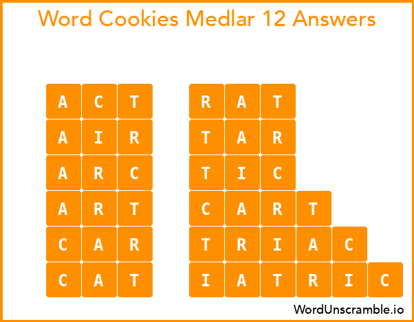 Word Cookies Medlar 12 Answers