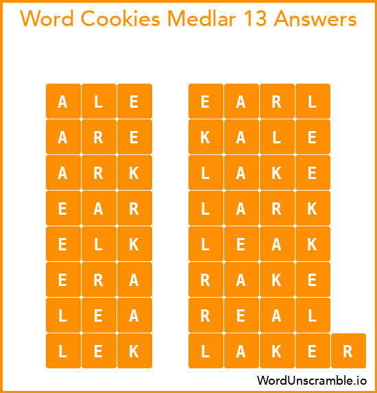 Word Cookies Medlar 13 Answers