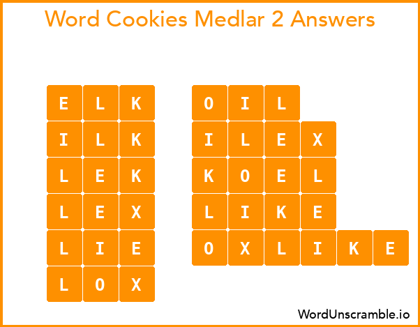 Word Cookies Medlar 2 Answers