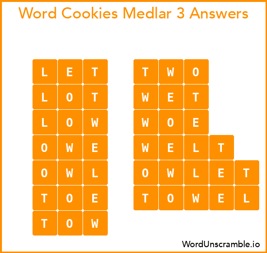 Word Cookies Medlar 3 Answers