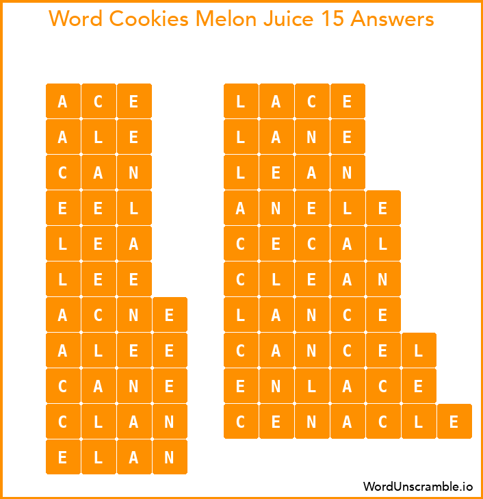 Word Cookies Melon Juice 15 Answers