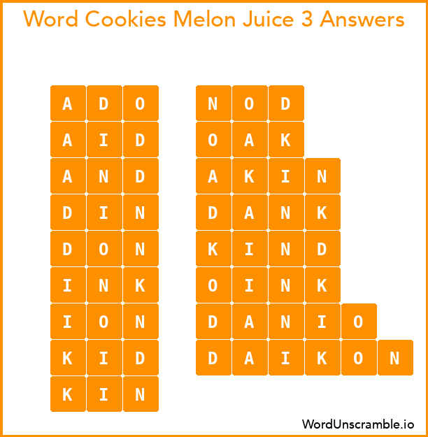 Word Cookies Melon Juice 3 Answers