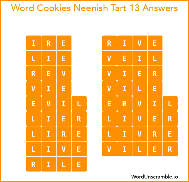 Word Cookies Neenish Tart 13 Answers