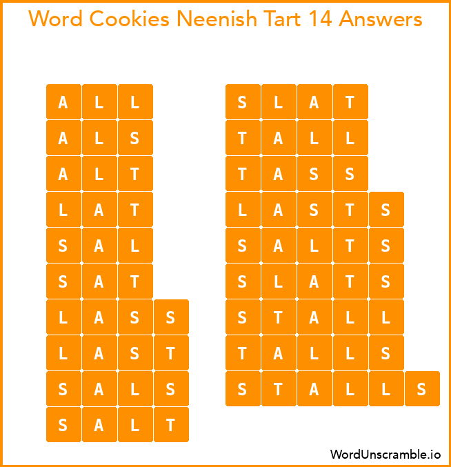 Word Cookies Neenish Tart 14 Answers