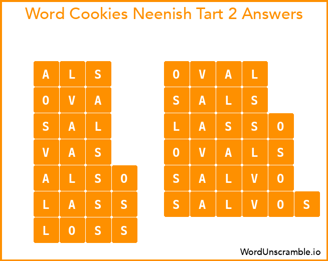Word Cookies Neenish Tart 2 Answers