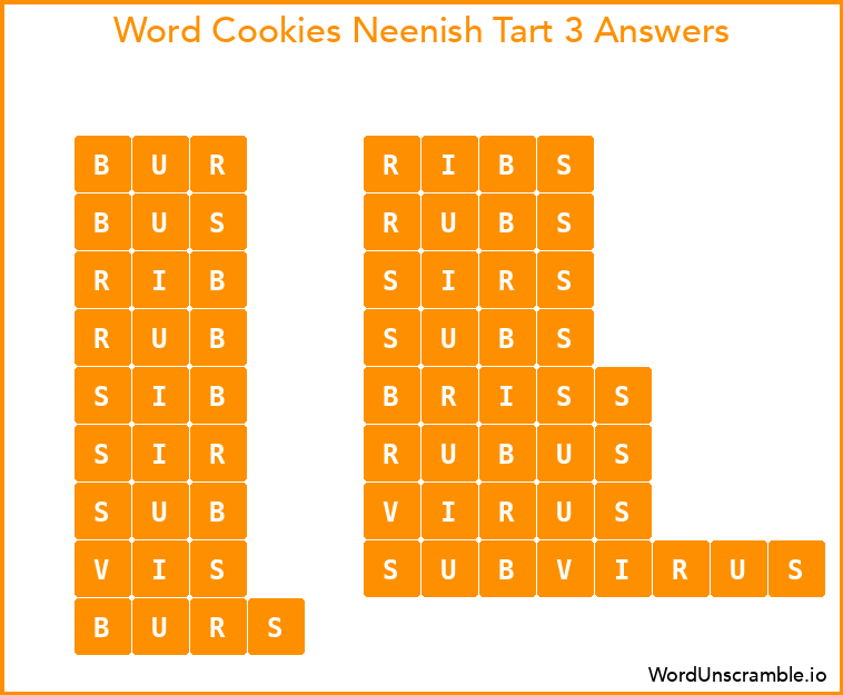 Word Cookies Neenish Tart 3 Answers