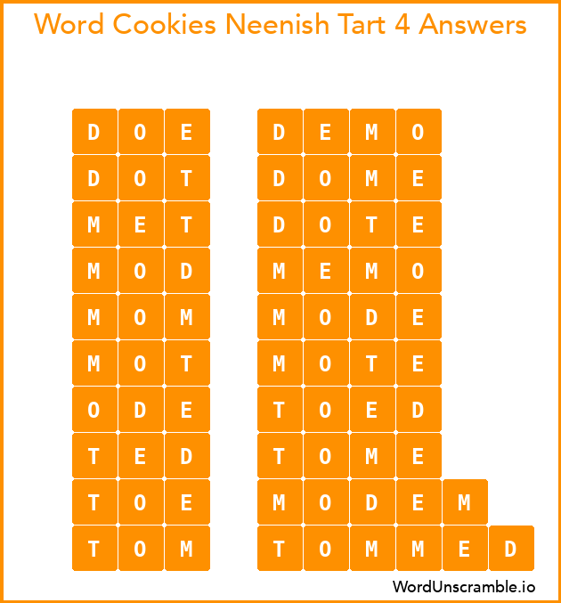 Word Cookies Neenish Tart 4 Answers