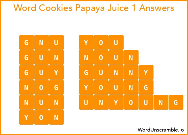 Word Cookies Papaya Juice 1 Answers