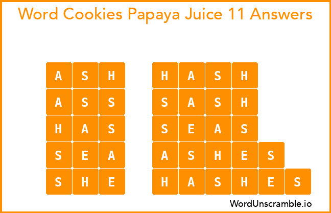 Word Cookies Papaya Juice 11 Answers