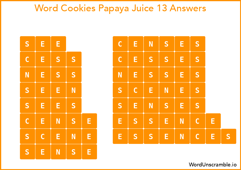 Word Cookies Papaya Juice 13 Answers