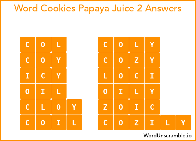 Word Cookies Papaya Juice 2 Answers